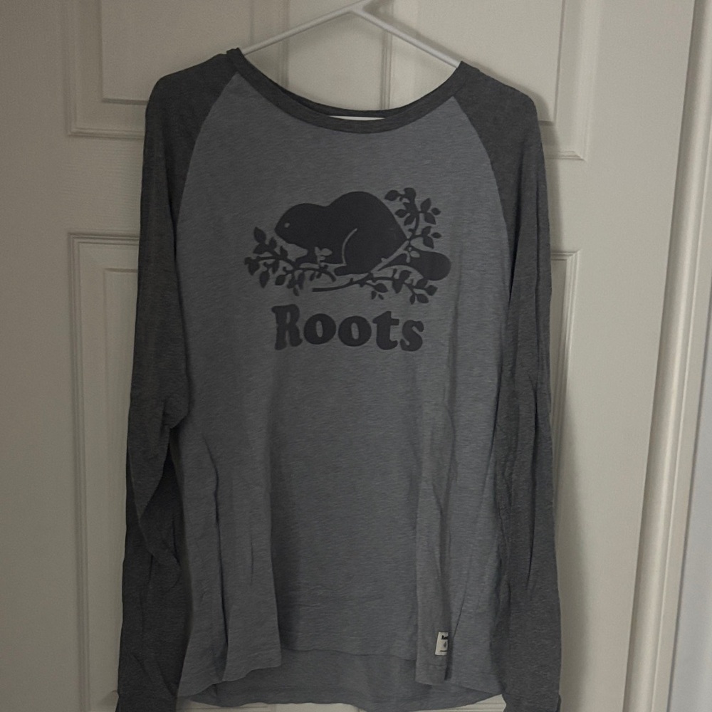 Roots Charcoal and Light Gray Raglan Tee
